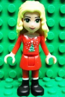 LEGO Minifigure-Christina, Red Skirt and Leggings, Red Long Sleeve Christmas Top-Friends-FRND029-Creative Brick Builders